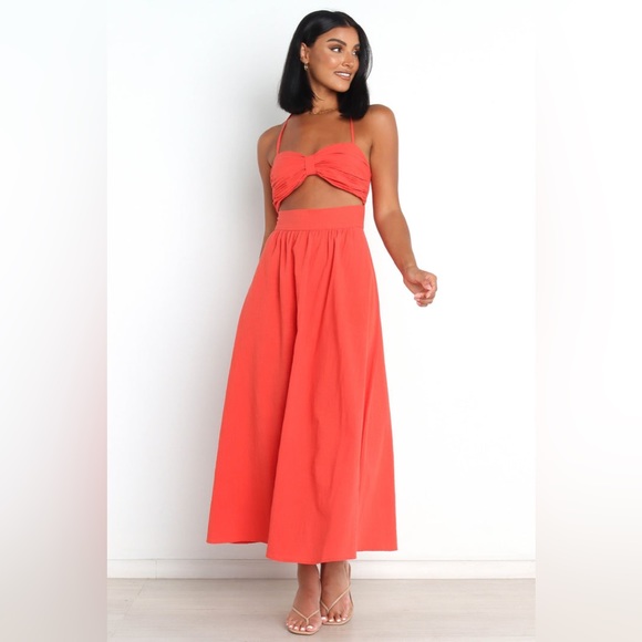 Petal & Pup Dresses & Skirts - Petal & pup halter bow bust cotton midi dress nwot